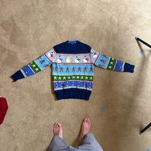 Boden Blue Multicolor Crewneck Sweater